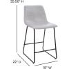 Flash Furniture Reagan 24″ LeatherSoft Counter Height Stools with Footrest, Mid-Century Modern Bucket Style Dining Chairs, Set of 2, Light Gray(Light Gray)