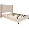 Flash Furniture Riverdale Full Size Tufted Upholstered Platform Bed in Light Gray Fabric(Beige)