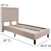 Flash Furniture Roxbury King Size Tufted Upholstered Platform Bed in Beige Fabric(Beige)