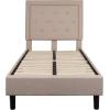 Flash Furniture Roxbury King Size Tufted Upholstered Platform Bed in Beige Fabric(Beige)