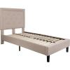 Flash Furniture Roxbury King Size Tufted Upholstered Platform Bed in Beige Fabric(Beige)