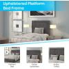 Flash Furniture Roxbury King Size Tufted Upholstered Platform Bed in Beige Fabric(Dark Gray)