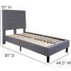 Flash Furniture Roxbury King Size Tufted Upholstered Platform Bed in Beige Fabric(Light Gray)