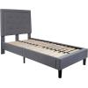 Flash Furniture Roxbury King Size Tufted Upholstered Platform Bed in Beige Fabric(Light Gray)