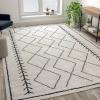 Flash Furniture Roxy Geometric Style Bohemian Shag Area Rug with Jute and Polyester Backing – 8′ x 10′ – Ivory(Ivory/Black)