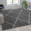 Flash Furniture Roxy Shag Style Diamond Trellis Area Rug – 5′ x 7′ – Ivory(Charcoal/Ivory)