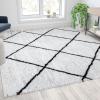 Flash Furniture Roxy Shag Style Diamond Trellis Area Rug – 5′ x 7′ – Ivory(Ivory/Black)
