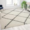 Flash Furniture Roxy Shag Style Diamond Trellis Area Rug – 5′ x 7′ – Ivory(Ivory/Gray)