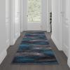 Flash Furniture Rylan Collection Contemporary Area Rug – High Pile Blue Olefin Rug – 2′ x 7′ Area Rug – Jute Backing – Hallway, Entryway, Bedroom, Living Room(Blue)