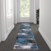 Flash Furniture Rylan Collection Contemporary Area Rug – High Pile Blue Olefin Rug – 2′ x 7′ Area Rug – Jute Backing – Hallway, Entryway, Bedroom, Living Room(Blue)