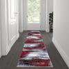 Flash Furniture Rylan Collection Contemporary Area Rug – High Pile Blue Olefin Rug – 2′ x 7′ Area Rug – Jute Backing – Hallway, Entryway, Bedroom, Living Room(Red)