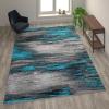 Flash Furniture Rylan Collection Contemporary Area Rug – High Pile Blue Olefin Rug – 2′ x 7′ Area Rug – Jute Backing – Hallway, Entryway, Bedroom, Living Room(Turquoise)