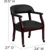 Flash Furniture Sarah Navy Vinyl Luxurious Conference Chair with Accent Nail Trim and Casters(Black Leathersoft)