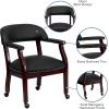Flash Furniture Sarah Navy Vinyl Luxurious Conference Chair with Accent Nail Trim and Casters(Black Leathersoft)