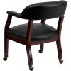 Flash Furniture Sarah Navy Vinyl Luxurious Conference Chair with Accent Nail Trim and Casters(Black Vinyl)