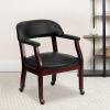 Flash Furniture Sarah Navy Vinyl Luxurious Conference Chair with Accent Nail Trim and Casters(Black Vinyl)
