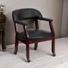 Flash Furniture Sarah Navy Vinyl Luxurious Conference Chair with Accent Nail Trim and Casters(Black Vinyl)
