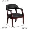 Flash Furniture Sarah Navy Vinyl Luxurious Conference Chair with Accent Nail Trim and Casters(Black Vinyl)