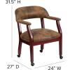 Flash Furniture Sarah Navy Vinyl Luxurious Conference Chair with Accent Nail Trim and Casters(Bomber Jacket Brown Microfiber)