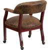 Flash Furniture Sarah Navy Vinyl Luxurious Conference Chair with Accent Nail Trim and Casters(Bomber Jacket Brown Microfiber)
