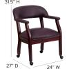 Flash Furniture Sarah Navy Vinyl Luxurious Conference Chair with Accent Nail Trim and Casters(Burgundy Leathersoft)