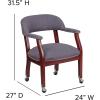 Flash Furniture Sarah Navy Vinyl Luxurious Conference Chair with Accent Nail Trim and Casters(Gray Fabric)