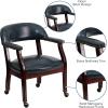 Flash Furniture Sarah Navy Vinyl Luxurious Conference Chair with Accent Nail Trim and Casters(Navy Vinyl)