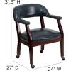 Flash Furniture Sarah Navy Vinyl Luxurious Conference Chair with Accent Nail Trim and Casters(Navy Vinyl)