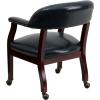 Flash Furniture Sarah Navy Vinyl Luxurious Conference Chair with Accent Nail Trim and Casters(Navy Vinyl)