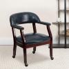 Flash Furniture Sarah Navy Vinyl Luxurious Conference Chair with Accent Nail Trim and Casters(Navy Vinyl)