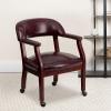 Flash Furniture Sarah Navy Vinyl Luxurious Conference Chair with Accent Nail Trim and Casters(Oxblood Vinyl)