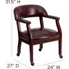 Flash Furniture Sarah Navy Vinyl Luxurious Conference Chair with Accent Nail Trim and Casters(Oxblood Vinyl)