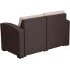 Flash Furniture Seneca Chocolate Brown Faux Rattan Loveseat with All-Weather Beige Cushions(Chocolate Brown)