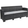 Flash Furniture Seneca Dark Gray Faux Rattan Sofa with All-Weather Seneca Light Gray Cushions(Dark Gray)