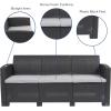 Flash Furniture Seneca Dark Gray Faux Rattan Sofa with All-Weather Seneca Light Gray Cushions(Dark Gray)