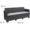Flash Furniture Seneca Dark Gray Faux Rattan Sofa with All-Weather Seneca Light Gray Cushions(Dark Gray)