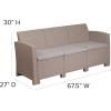 Flash Furniture Seneca Dark Gray Faux Rattan Sofa with All-Weather Seneca Light Gray Cushions(Light Gray)