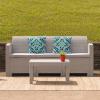 Flash Furniture Seneca Dark Gray Faux Rattan Sofa with All-Weather Seneca Light Gray Cushions(Light Gray)