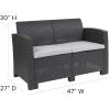 Flash Furniture Seneca Light Gray Faux Rattan Loveseat with All-Weather Light Grey Cushions(Dark Gray)