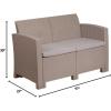 Flash Furniture Seneca Light Gray Faux Rattan Loveseat with All-Weather Light Grey Cushions(Light Gray)