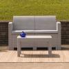 Flash Furniture Seneca Light Gray Faux Rattan Loveseat with All-Weather Light Grey Cushions(Light Gray)