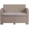 Flash Furniture Seneca Light Gray Faux Rattan Loveseat with All-Weather Light Grey Cushions(Light Gray)