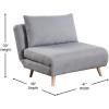 Flash Furniture Shaw Tri-Fold Convertible Sleeper Chair with Pillow, 3-in-1 Multifunctional Adjustable Sleeper, Channel Stitching, Hideaway Legs, Cream Boucle(Light Gray)
