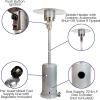 Flash Furniture Sol Patio Outdoor Heating-Bronze Stainless Steel 40,000 BTU Propane Heater with Wheels for Commercial & Residential Use-7.5 Feet Tall(Silver)