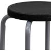 Flash Furniture Stackable Stool with Black Seat and Silver Powder Coated Frame (Pack of 1)(Black)