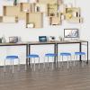 Flash Furniture Stackable Stool with Black Seat and Silver Powder Coated Frame (Pack of 1)(Blue)