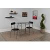 Flash Furniture Sutton 3 Piece Space-Saver Bistro Set with Black Glass Top Table and Black Vinyl Padded Chairs(Black)