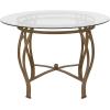 Flash Furniture Syracuse 42” Round Glass Dining Table with Matte Gold Metal Frame(Clear/Matte Gold)