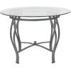 Flash Furniture Syracuse 42” Round Glass Dining Table with Matte Gold Metal Frame(Clear/Silver)