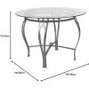 Flash Furniture Syracuse 42” Round Glass Dining Table with Matte Gold Metal Frame(Clear/Silver)